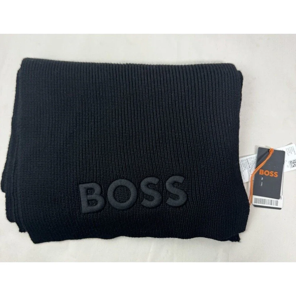 BOSS Hugo Boss Afox Wool Blend Logo Scarf NWT